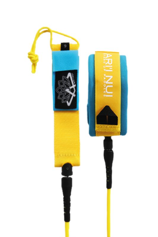Knee Coiled Leash - Yellow Blue
